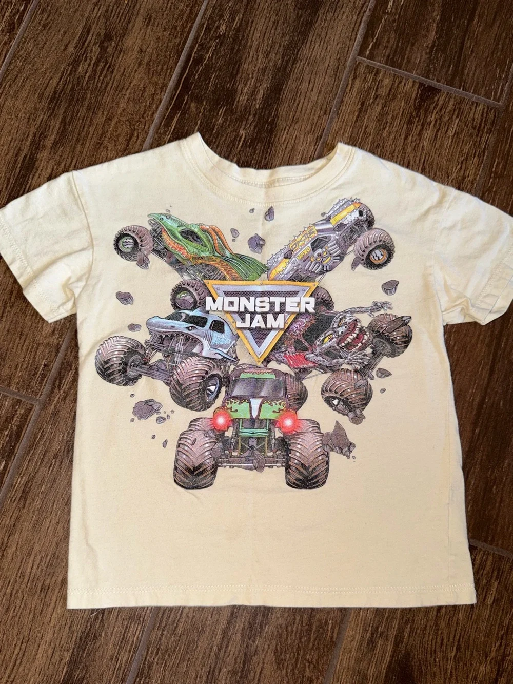 Kids T-Shirt - Yellow with Monster Truck Graphic